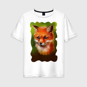 Женская футболка хлопок Oversize с принтом Лисичка в Кировске, 100% хлопок | свободный крой, круглый ворот, спущенный рукав, длина до линии бедер
 | fox | зверек | лиса | лисы | плутовка | рисунок | рыжая