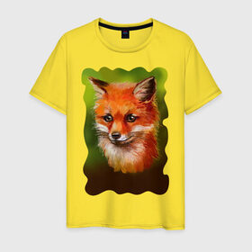 Мужская футболка хлопок с принтом Лисичка в Кировске, 100% хлопок | прямой крой, круглый вырез горловины, длина до линии бедер, слегка спущенное плечо. | fox | зверек | лиса | лисы | плутовка | рисунок | рыжая