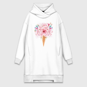 Платье-худи хлопок с принтом Flowers ice cream в Кировске,  |  | 8 марта | girl | woman | бабушка | весна | девушкам | девушке | девушки | женский | листья | мама | март | пионы | подарок | тренд | цветочки | цветы