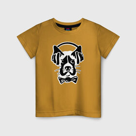 Детская футболка хлопок с принтом Меломан в Кировске, 100% хлопок | круглый вырез горловины, полуприлегающий силуэт, длина до линии бедер | животные | звери | меломан | музыка | наушники | пес | подарок | силуэт | собака | собаки | черный