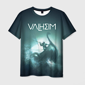 Мужская футболка 3D с принтом Valheim в Кировске, 100% полиэфир | прямой крой, круглый вырез горловины, длина до линии бедер | drakkar | valhalla | valheim | viking | vikings | валхэйм | вальгала | вальхала | вальхейм | викинг | викинги | драккар