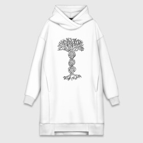 Платье-худи хлопок с принтом ДНК Дерево DNA Tree в Кировске,  |  | art | barber | fashion | hipster | hipster merch | landscape | retro | spring | vegan | vintage | барбер | веган | вегетарианец | весна | винтаж | древо | корни | крона | культура | пейзаж | природа | ретро | рисунок | ствол | философия | х