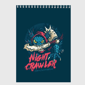 Скетчбук с принтом Night Crawler | Dota 2 в Кировске, 100% бумага
 | 48 листов, плотность листов — 100 г/м2, плотность картонной обложки — 250 г/м2. Листы скреплены сверху удобной пружинной спиралью | dota | dota2 | game | games | moba | slark | дитка | дота | дота2 | дотка | игра | игры | моба | сларк