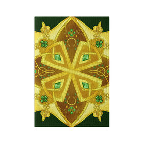 Обложка для паспорта матовая кожа с принтом Золотой клевер в Кировске, натуральная матовая кожа | размер 19,3 х 13,7 см; прозрачные пластиковые крепления | золото | кельтский узор | клевер | подарки | узор