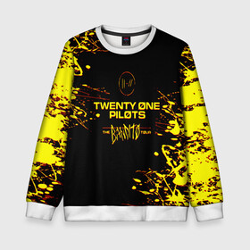 Детский свитшот 3D с принтом TWENTY ONE PILOTS TOP. в Кировске, 100% полиэстер | свободная посадка, прямой крой, мягкая тканевая резинка на рукавах и понизу свитшота | 21 pilots | blurryface | fbr | fueled by ramen | fueledbyramen | heathens | heavydirtysoul | josh dun | music | music video | official | stressed out | top | tp | trench | twenty one pilots | twentyonepilots | tyler joseph 