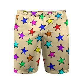 Мужские шорты спортивные с принтом Детские звезды на песке в Кировске,  |  | baby | colorfull | disco | kids | stars | девочкам | детские рисунки | детям | диско | звездочки | звезды | конфетти | лето | малыш | ночные | орнамент | песок | пляж | праздник | радужные | разноцветный узор