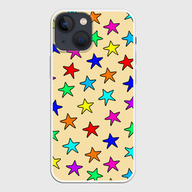 Чехол для iPhone 13 mini с принтом Детские звезды на песке в Кировске,  |  | baby | colorfull | disco | kids | stars | девочкам | детские рисунки | детям | диско | звездочки | звезды | конфетти | лето | малыш | ночные | орнамент | песок | пляж | праздник | радужные | разноцветный узор