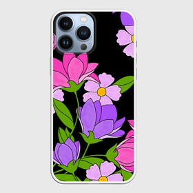 Чехол для iPhone 13 Pro Max с принтом Ночные цветы в Кировске,  |  | fashion | flowers | бабушка | букет | бутоны | весна | ветки | девушкам | дочь | зелень | лаванда | лепестки | лето | лилии | листья | лучшая | мама | ночь | пионы | подарок | поляна | природа | растения | розы