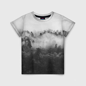 Детская футболка 3D с принтом Лес в Кировске, 100% гипоаллергенный полиэфир | прямой крой, круглый вырез горловины, длина до линии бедер, чуть спущенное плечо, ткань немного тянется | tegunvteg | деревья | лес | листья | природа | темный лес | туман | туман в лесу