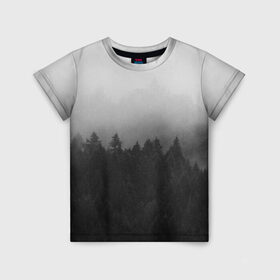 Детская футболка 3D с принтом Туманный лес в Кировске, 100% гипоаллергенный полиэфир | прямой крой, круглый вырез горловины, длина до линии бедер, чуть спущенное плечо, ткань немного тянется | tegunvteg | деревья | лес | листья | природа | темный лес | туман | туманный лес