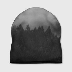 Шапка 3D с принтом Туманный лес в Кировске, 100% полиэстер | универсальный размер, печать по всей поверхности изделия | tegunvteg | деревья | лес | листья | природа | темный лес | туман | туманный лес