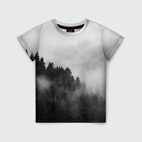 Детская футболка 3D с принтом Природа - Лес в Кировске, 100% гипоаллергенный полиэфир | прямой крой, круглый вырез горловины, длина до линии бедер, чуть спущенное плечо, ткань немного тянется | tegunvteg | деревья | лес | листья | природа | темный лес | туман | туманный лес