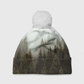 Шапка 3D c помпоном с принтом Деревья в Кировске, 100% полиэстер | универсальный размер, печать по всей поверхности изделия | tegunvteg | деревья | лес | листья | природа | темный лес | туман