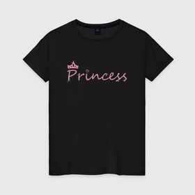 Женская футболка хлопок с принтом Принцесса в Кировске, 100% хлопок | прямой крой, круглый вырез горловины, длина до линии бедер, слегка спущенное плечо | crown | heart | princess | корона | растения | сердце