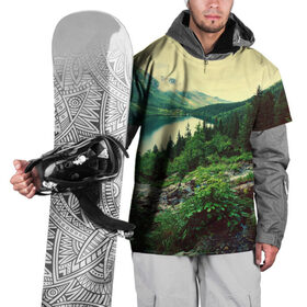 Накидка на куртку 3D с принтом Красивый лес в Кировске, 100% полиэстер |  | Тематика изображения на принте: tegunvteg | горы | деревья | красивый лес | лес | листья | природа | река | темный лес