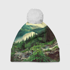 Шапка 3D c помпоном с принтом Красивый лес в Кировске, 100% полиэстер | универсальный размер, печать по всей поверхности изделия | tegunvteg | горы | деревья | красивый лес | лес | листья | природа | река | темный лес