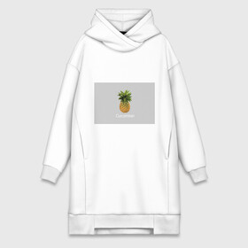 Платье-худи хлопок с принтом Pineapple cucumber в Кировске,  |  | cucumber | grey | pineapple | ананас | огурец | серый