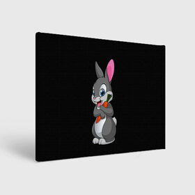 Холст прямоугольный с принтом ЗАЙКА в Кировске, 100% ПВХ |  | Тематика изображения на принте: bunny | cartoon | hare | rabbit | белый | зайчик | заяц | кролик | морковка | мультик | серый