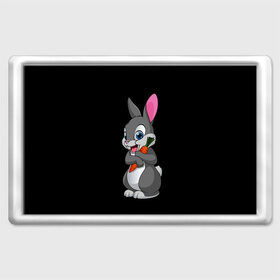 Магнит 45*70 с принтом ЗАЙКА в Кировске, Пластик | Размер: 78*52 мм; Размер печати: 70*45 | bunny | cartoon | hare | rabbit | белый | зайчик | заяц | кролик | морковка | мультик | серый