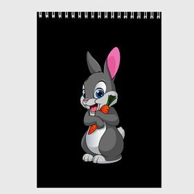 Скетчбук с принтом ЗАЙКА в Кировске, 100% бумага
 | 48 листов, плотность листов — 100 г/м2, плотность картонной обложки — 250 г/м2. Листы скреплены сверху удобной пружинной спиралью | Тематика изображения на принте: bunny | cartoon | hare | rabbit | белый | зайчик | заяц | кролик | морковка | мультик | серый