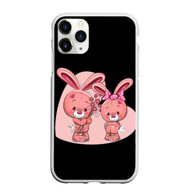 Чехол для iPhone 11 Pro матовый с принтом ЗАЙЧИКИ в Кировске, Силикон |  | bunny | cartoon | hare | rabbit | зайка | заяц | кролик | мультик | розовый | цветы