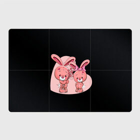 Магнитный плакат 3Х2 с принтом ЗАЙЧИКИ в Кировске, Полимерный материал с магнитным слоем | 6 деталей размером 9*9 см | bunny | cartoon | hare | rabbit | зайка | заяц | кролик | мультик | розовый | цветы