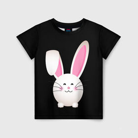 Детская футболка 3D с принтом УШАСТИК в Кировске, 100% гипоаллергенный полиэфир | прямой крой, круглый вырез горловины, длина до линии бедер, чуть спущенное плечо, ткань немного тянется | Тематика изображения на принте: bunny | cartoon | hare | rabbit | зайка | заяц | кролик | мультик | уши