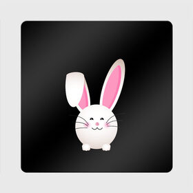 Магнит виниловый Квадрат с принтом УШАСТИК в Кировске, полимерный материал с магнитным слоем | размер 9*9 см, закругленные углы | bunny | cartoon | hare | rabbit | зайка | заяц | кролик | мультик | уши