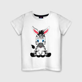 Детская футболка хлопок с принтом МАЛЫШ ЗЕБРА в Кировске, 100% хлопок | круглый вырез горловины, полуприлегающий силуэт, длина до линии бедер | baby | cute | horse | striped | zebra | зебра | лошадь | малыш | милый | полосатый