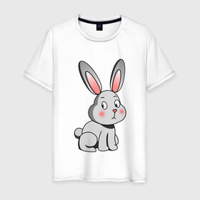 Мужская футболка хлопок с принтом КРОЛИК в Кировске, 100% хлопок | прямой крой, круглый вырез горловины, длина до линии бедер, слегка спущенное плечо. | bunny | cartoon | cute | hare | rabbit | зайка | заяц | кролик | милый | мультик