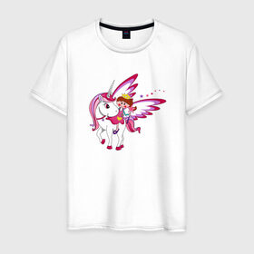 Мужская футболка хлопок с принтом ЕДИНОРОГ в Кировске, 100% хлопок | прямой крой, круглый вырез горловины, длина до линии бедер, слегка спущенное плечо. | cute | fairy | miracle | pink | pony | princess | unicorn | wings | единорог | крылья | милый | пони | розовый | фея | чудо