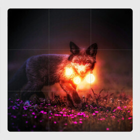 Магнитный плакат 3Х3 с принтом Лисица с фонариками в Кировске, Полимерный материал с магнитным слоем | 9 деталей размером 9*9 см | fox | foxy | животное | звери | лиса | лисенок | лисичка | милая | рыжая | фокс