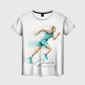 Женская футболка 3D с принтом Russia Running в Кировске, 100% полиэфир ( синтетическое хлопкоподобное полотно) | прямой крой, круглый вырез горловины, длина до линии бедер | running | russia | russia running | бег | россия