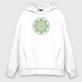 Мужское худи Oversize хлопок с принтом Mandala chakra Anahata Green в Кировске, френч-терри — 70% хлопок, 30% полиэстер. Мягкий теплый начес внутри —100% хлопок | боковые карманы, эластичные манжеты и нижняя кромка, капюшон на магнитной кнопке | anahata | chakra | mandala | om | yoga | йога | сердечная | чакра