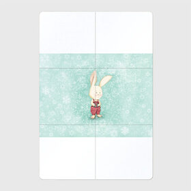 Магнитный плакат 2Х3 с принтом Зайчик с подарком в Кировске, Полимерный материал с магнитным слоем | 6 деталей размером 9*9 см | зайчик | зима | красный | малыш | новый год | подарок | ребенок | снежинка