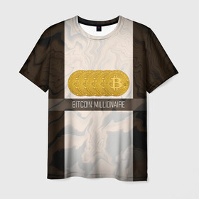 Мужская футболка 3D с принтом Bitcoin | Биткоин | Миллионер в Кировске, 100% полиэфир | прямой крой, круглый вырез горловины, длина до линии бедер | bitcoin | millioniare | акции | акционер | биткоин | биток | инвестиции | инвестиция | инвестор | миллионер | монета