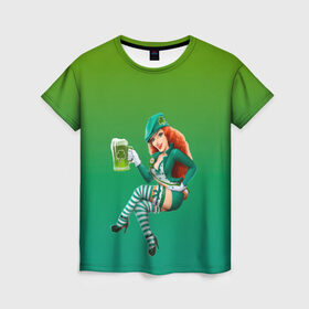 Женская футболка 3D с принтом девушка вечеринка на Патрика в Кировске, 100% полиэфир ( синтетическое хлопкоподобное полотно) | прямой крой, круглый вырез горловины, длина до линии бедер | 17 марта | вечеринка | девушка | день святого патрика | зеленый | зеленый костюм | ирландия | клевер | костюм | кружка | лепрекон | модель | монеты | рисунок | традиции | эль