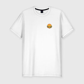 Мужская футболка хлопок Slim с принтом Бургер в Кировске, 92% хлопок, 8% лайкра | приталенный силуэт, круглый вырез ворота, длина до линии бедра, короткий рукав | hamburger | бургер | бутерброд | гамбургер | еда | фастфуд