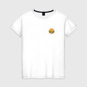 Женская футболка хлопок с принтом Бургер в Кировске, 100% хлопок | прямой крой, круглый вырез горловины, длина до линии бедер, слегка спущенное плечо | hamburger | бургер | бутерброд | гамбургер | еда | фастфуд