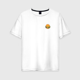 Женская футболка хлопок Oversize с принтом Бургер в Кировске, 100% хлопок | свободный крой, круглый ворот, спущенный рукав, длина до линии бедер
 | hamburger | бургер | бутерброд | гамбургер | еда | фастфуд
