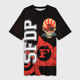 Платье-футболка 3D с принтом Five Finger Death Punch [1] в Кировске,  |  | Тематика изображения на принте: 5fdp | 5фдп | ffdp | five finger death punch | metal | music | skeleton | sounds | метал | музыка | рок | череп