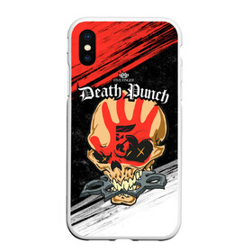 Чехол для iPhone XS Max матовый с принтом Five Finger Death Punch [7] в Кировске, Силикон | Область печати: задняя сторона чехла, без боковых панелей | Тематика изображения на принте: 5fdp | 5фдп | ffdp | five finger death punch | metal | music | skeleton | sounds | метал | музыка | рок | череп