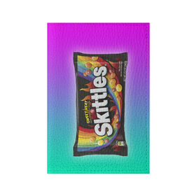 Обложка для паспорта матовая кожа с принтом Skittles | Черный в Кировске, натуральная матовая кожа | размер 19,3 х 13,7 см; прозрачные пластиковые крепления | Тематика изображения на принте: black | skittles | sweet heat | градиент | зеленый | радуга | розовый | синий | скитлс | черный