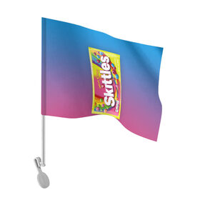 Флаг для автомобиля с принтом Skittles | Желтый в Кировске, 100% полиэстер | Размер: 30*21 см | skittles | sweet sours | yellow | градиент | желтый | красный | радуга | розовый | синий | скитлс | фиолетовый