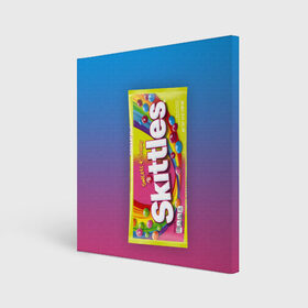 Холст квадратный с принтом Skittles | Желтый в Кировске, 100% ПВХ |  | skittles | sweet sours | yellow | градиент | желтый | красный | радуга | розовый | синий | скитлс | фиолетовый