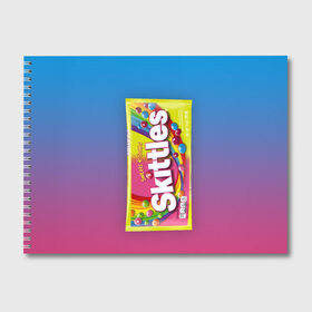 Альбом для рисования с принтом Skittles | Желтый в Кировске, 100% бумага
 | матовая бумага, плотность 200 мг. | skittles | sweet sours | yellow | градиент | желтый | красный | радуга | розовый | синий | скитлс | фиолетовый