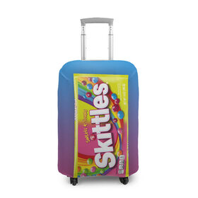 Чехол для чемодана 3D с принтом Skittles | Желтый в Кировске, 86% полиэфир, 14% спандекс | двустороннее нанесение принта, прорези для ручек и колес | skittles | sweet sours | yellow | градиент | желтый | красный | радуга | розовый | синий | скитлс | фиолетовый