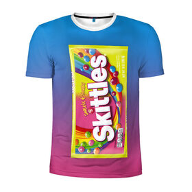 Мужская футболка 3D спортивная с принтом Skittles | Желтый в Кировске, 100% полиэстер с улучшенными характеристиками | приталенный силуэт, круглая горловина, широкие плечи, сужается к линии бедра | skittles | sweet sours | yellow | градиент | желтый | красный | радуга | розовый | синий | скитлс | фиолетовый