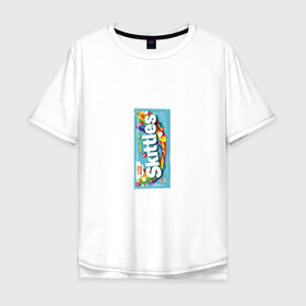 Мужская футболка хлопок Oversize с принтом Skittles | Голубой в Кировске, 100% хлопок | свободный крой, круглый ворот, “спинка” длиннее передней части | blue | freeze pop | limited edition | skittles | скитлс