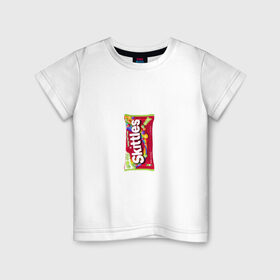 Детская футболка хлопок с принтом Skittles | Красный в Кировске, 100% хлопок | круглый вырез горловины, полуприлегающий силуэт, длина до линии бедер | limited edition | long lost time | red | skittles | красный | скитлс